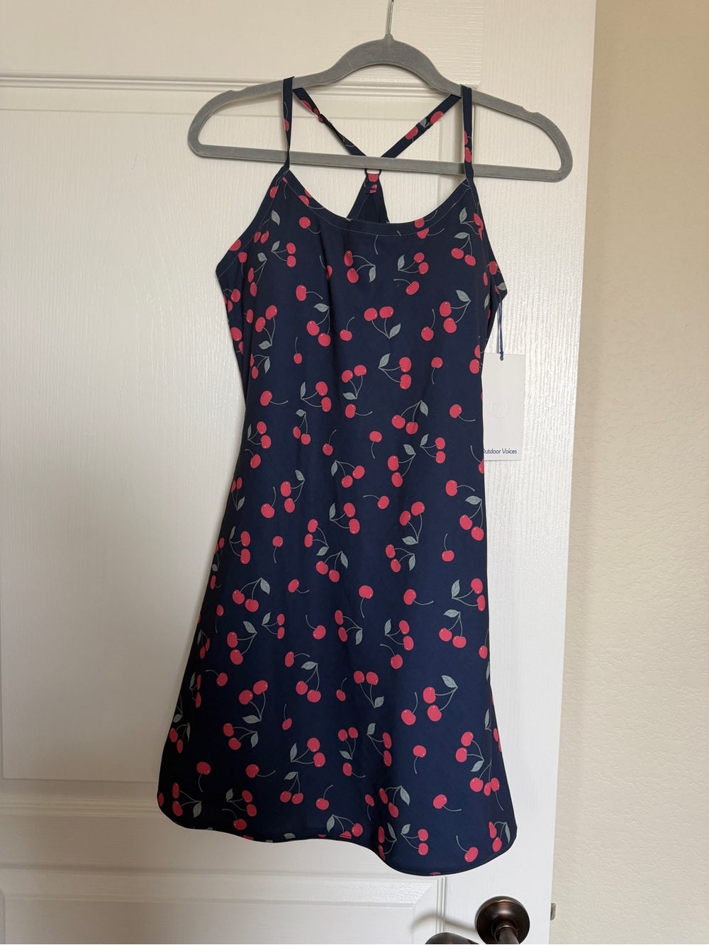 Outdoor Voices size M NWT Navy Cherry Print tennis/pickleball dress - Picture 2 of 7
